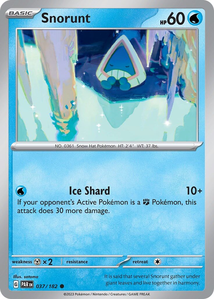 Snorunt - 037/182 [PAR - 037/182] Condition: Near Mint Collectible Trading Cards SV04: Paradox Rift Also available: Language: English Printing: Reverse Holofoil