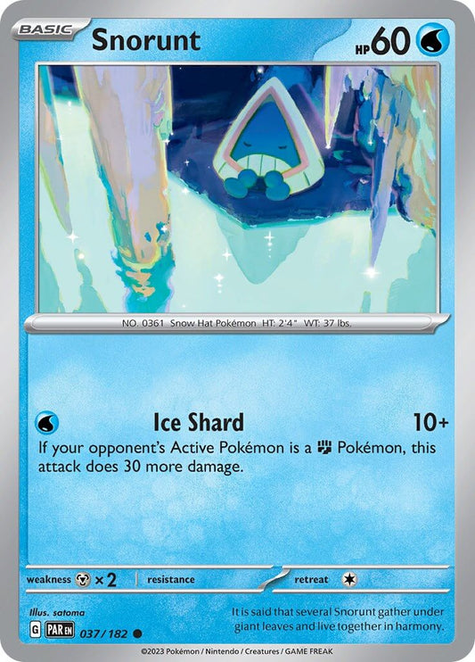 Snorunt - 037/182 [PAR - 037/182] Condition: Near Mint Collectible Trading Cards SV04: Paradox Rift Also available: Language: English Printing: Reverse Holofoil