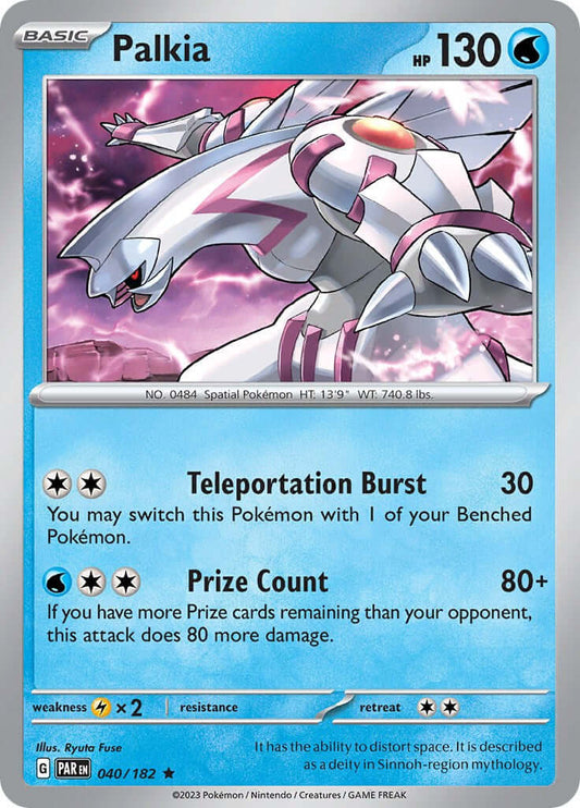 Palkia [PAR - 040/182] Condition: Near Mint Collectible Trading Cards SV04: Paradox Rift Also available: Language: English Printing: Holofoil