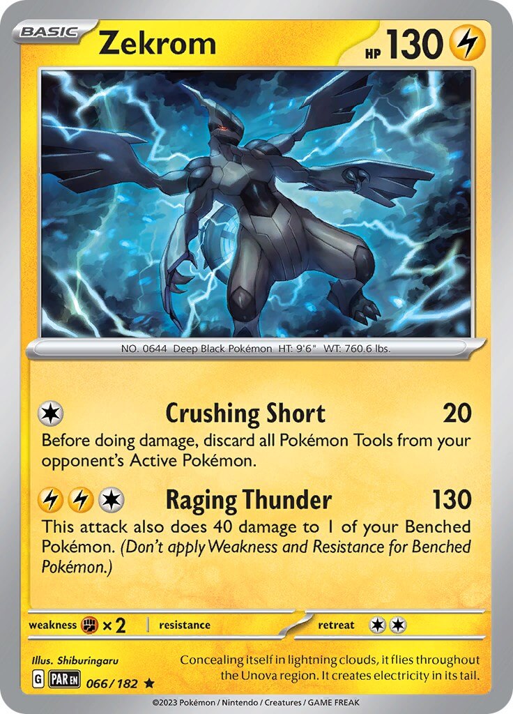 Zekrom [PAR - 066/182] Condition: Near Mint Collectible Trading Cards SV04: Paradox Rift Also available: Language: English Printing: Holofoil