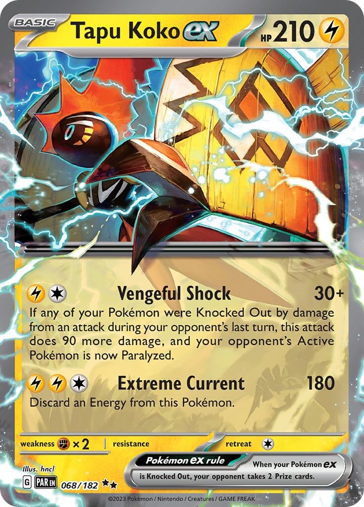 Tapu Koko ex - 068/182 [PAR - 068/182] Condition: Near Mint Collectible Trading Cards SV04: Paradox Rift Also available: Language: English Printing: Holofoil