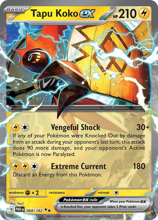 Tapu Koko ex - 068/182 [PAR - 068/182] Condition: Near Mint Collectible Trading Cards SV04: Paradox Rift Also available: Language: English Printing: Holofoil