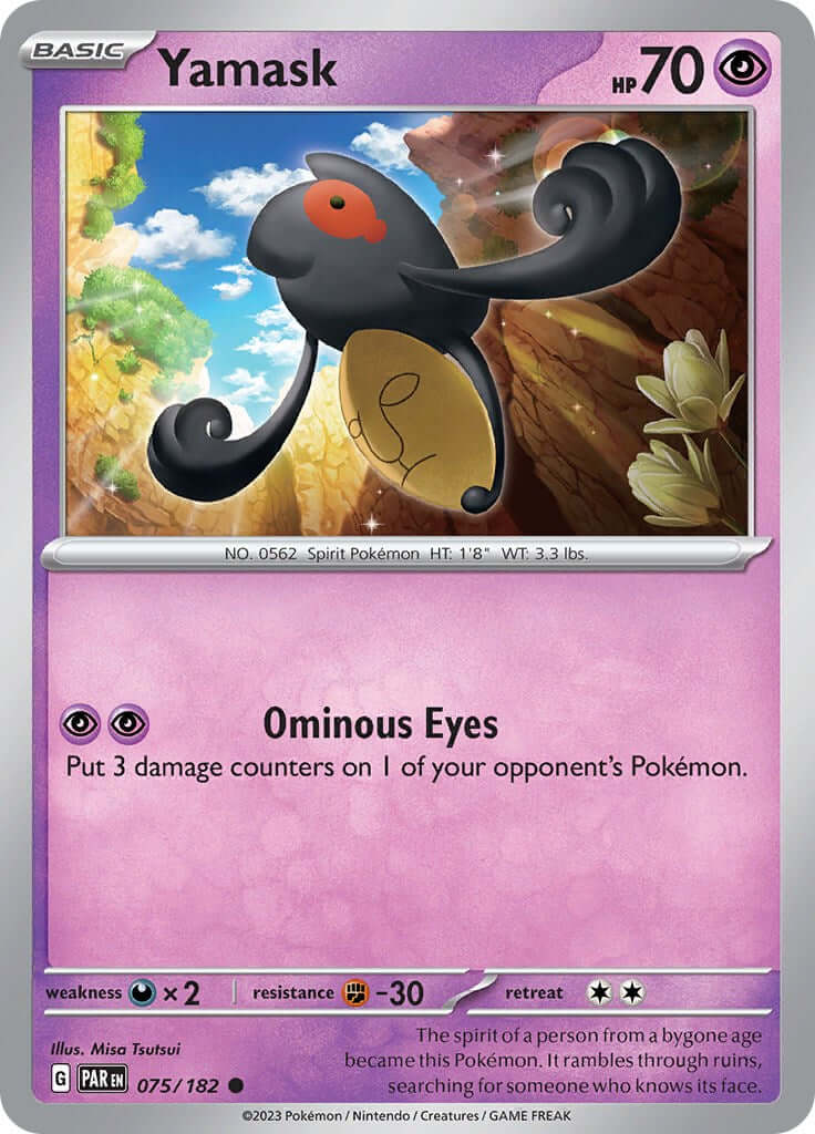 Yamask [PAR - 075/182] Condition: Near Mint Collectible Trading Cards SV04: Paradox Rift Also available: Language: English Printing: Reverse Holofoil