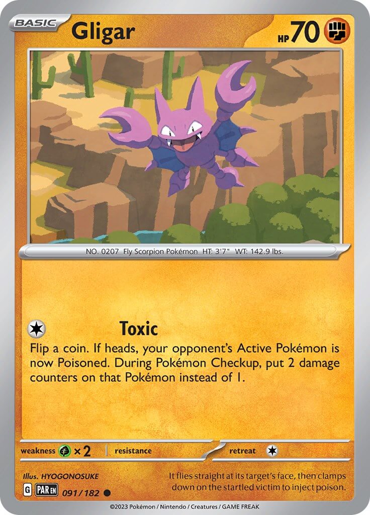 Gligar [PAR - 091/182] Condition: Near Mint Collectible Trading Cards SV04: Paradox Rift Also available: Language: English Printing: Reverse Holofoil