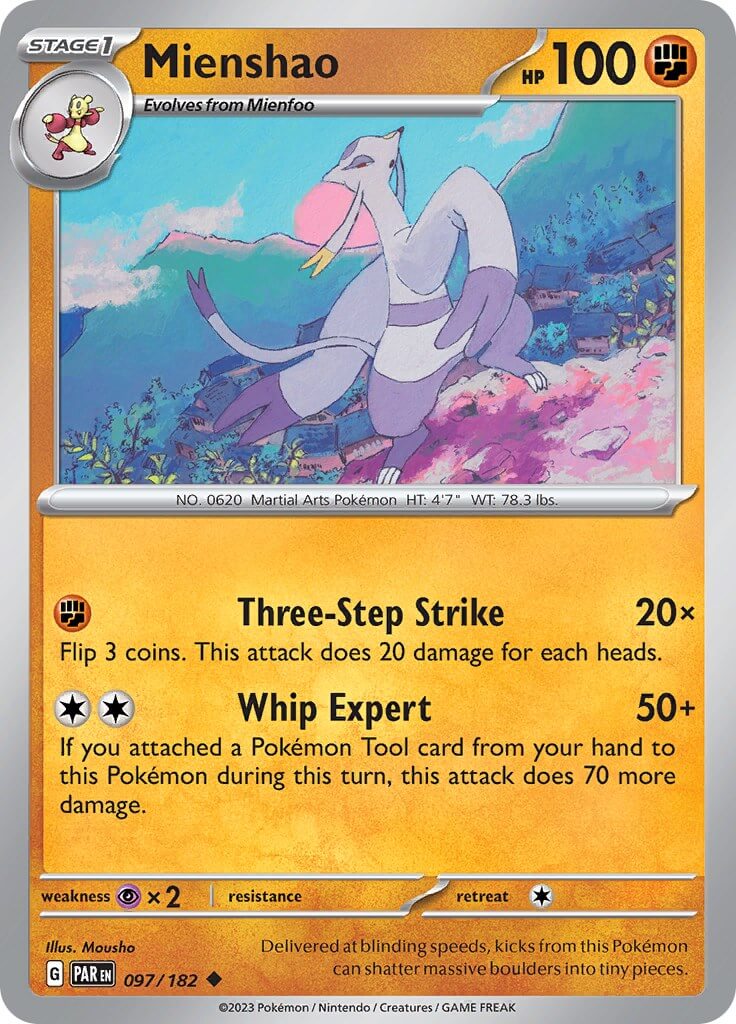 Mienshao - 097/182 [PAR - 097/182] Condition: Near Mint Collectible Trading Cards SV04: Paradox Rift Also available: Language: English Printing: Reverse Holofoil
