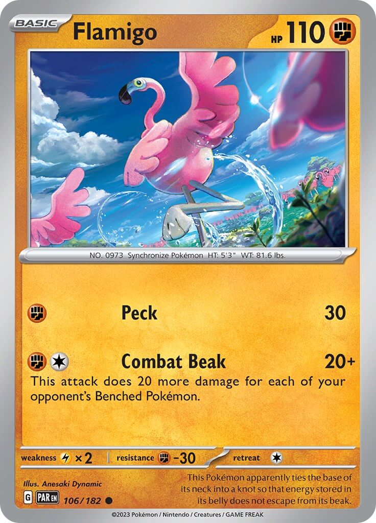 Flamigo [PAR - 106/182] Condition: Near Mint Collectible Trading Cards SV04: Paradox Rift Also available: Language: English Printing: Reverse Holofoil
