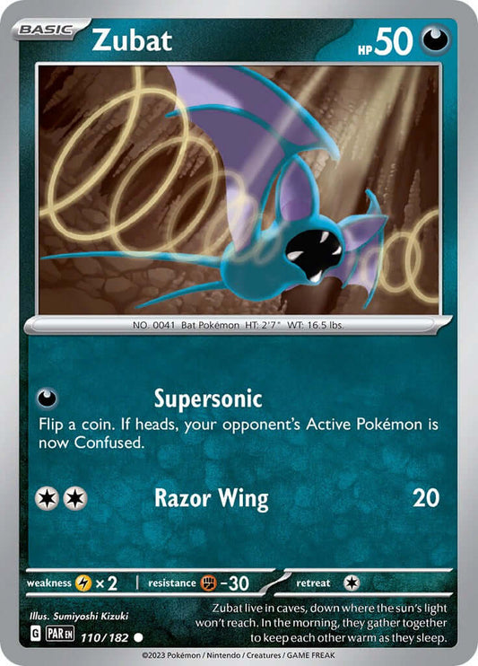 Zubat [PAR - 110/182] Condition: Near Mint Collectible Trading Cards SV04: Paradox Rift Also available: Language: English Printing: Reverse Holofoil