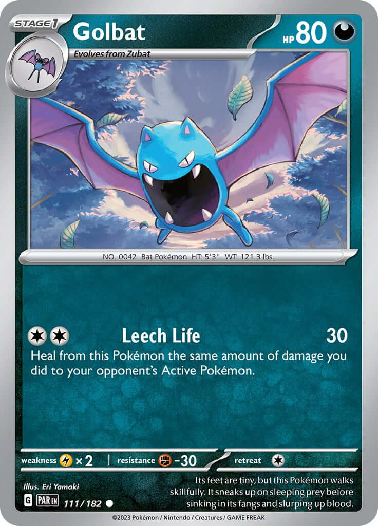Golbat [PAR - 111/182] Condition: Near Mint Collectible Trading Cards SV04: Paradox Rift Also available: Language: English Printing: Reverse Holofoil