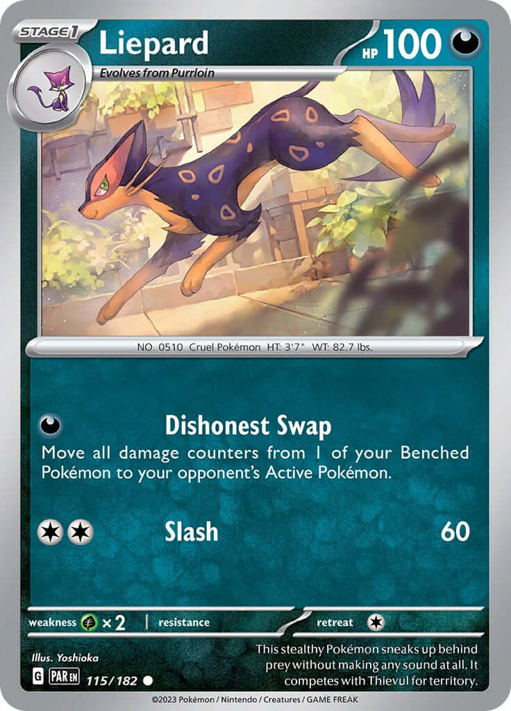 Liepard [PAR - 115/182] Condition: Near Mint Collectible Trading Cards SV04: Paradox Rift Also available: Language: English Printing: Reverse Holofoil