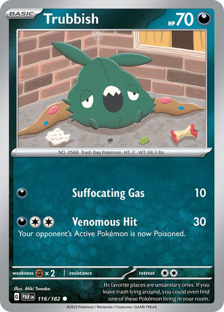 Trubbish [PAR - 116/182] Condition: Near Mint Collectible Trading Cards SV04: Paradox Rift Also available: Language: English Printing: Reverse Holofoil
