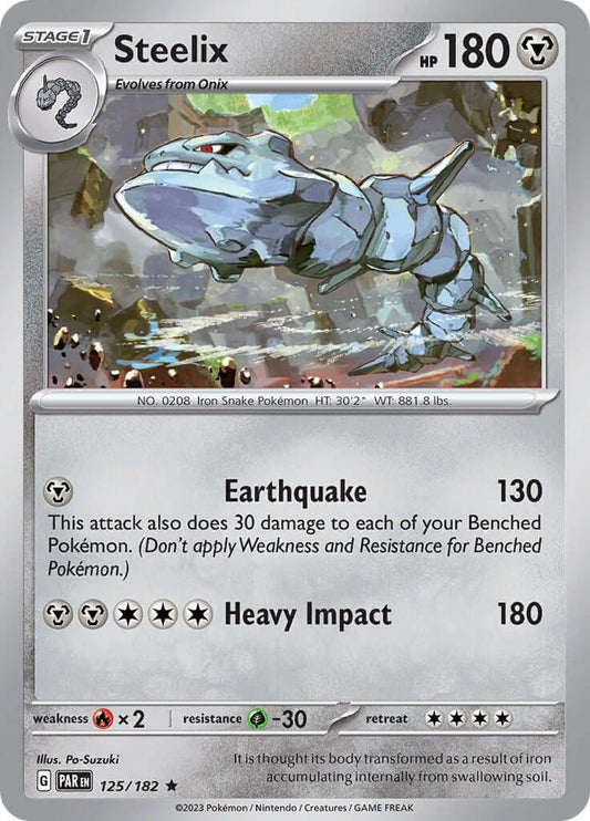 Steelix - 125/182 [PAR - 125/182] Condition: Near Mint Collectible Trading Cards SV04: Paradox Rift Also available: Language: English Printing: Holofoil