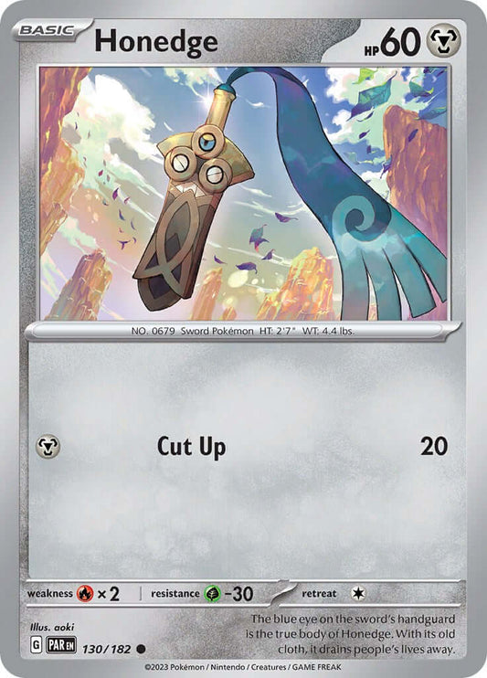 Honedge - 130/182 [PAR - 130/182] Condition: Near Mint Collectible Trading Cards SV04: Paradox Rift Also available: Language: English Printing: Reverse Holofoil