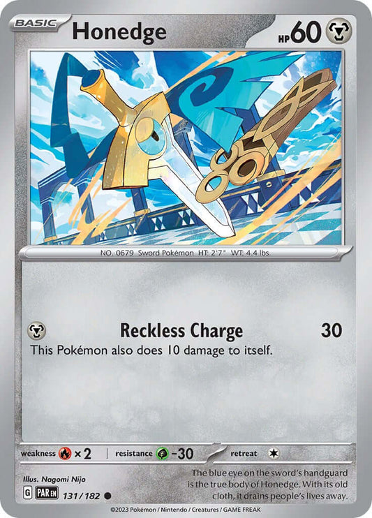 Honedge - 131/182 [PAR - 131/182] Condition: Near Mint Collectible Trading Cards SV04: Paradox Rift Also available: Language: English Printing: Reverse Holofoil
