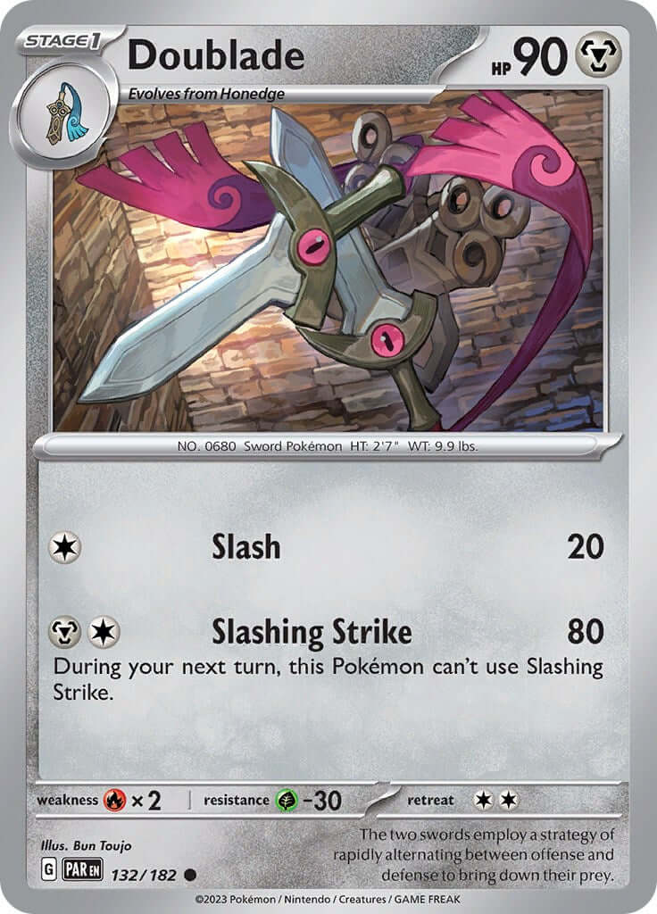 Doublade - 132/182 [PAR - 132/182] Condition: Near Mint Collectible Trading Cards SV04: Paradox Rift Also available: Language: English Printing: Reverse Holofoil