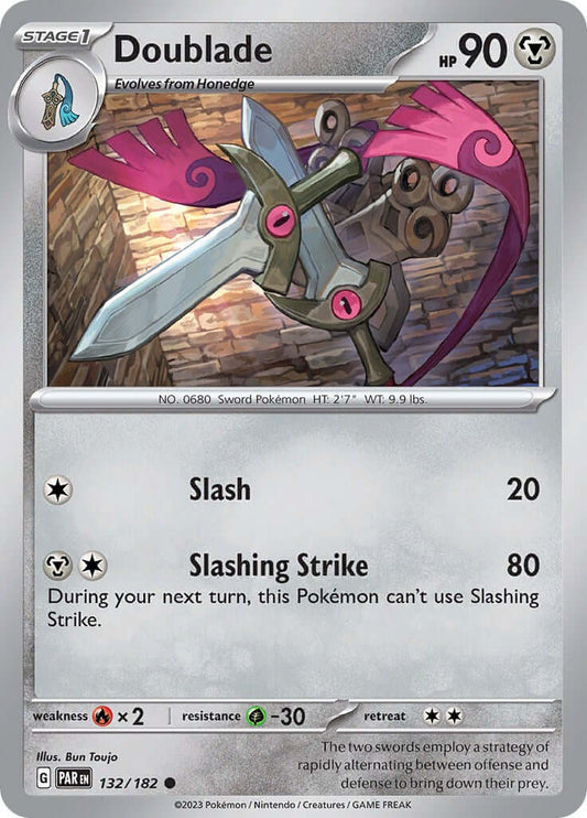 Doublade - 132/182 [PAR - 132/182] Condition: Near Mint Collectible Trading Cards SV04: Paradox Rift Also available: Language: English Printing: Reverse Holofoil