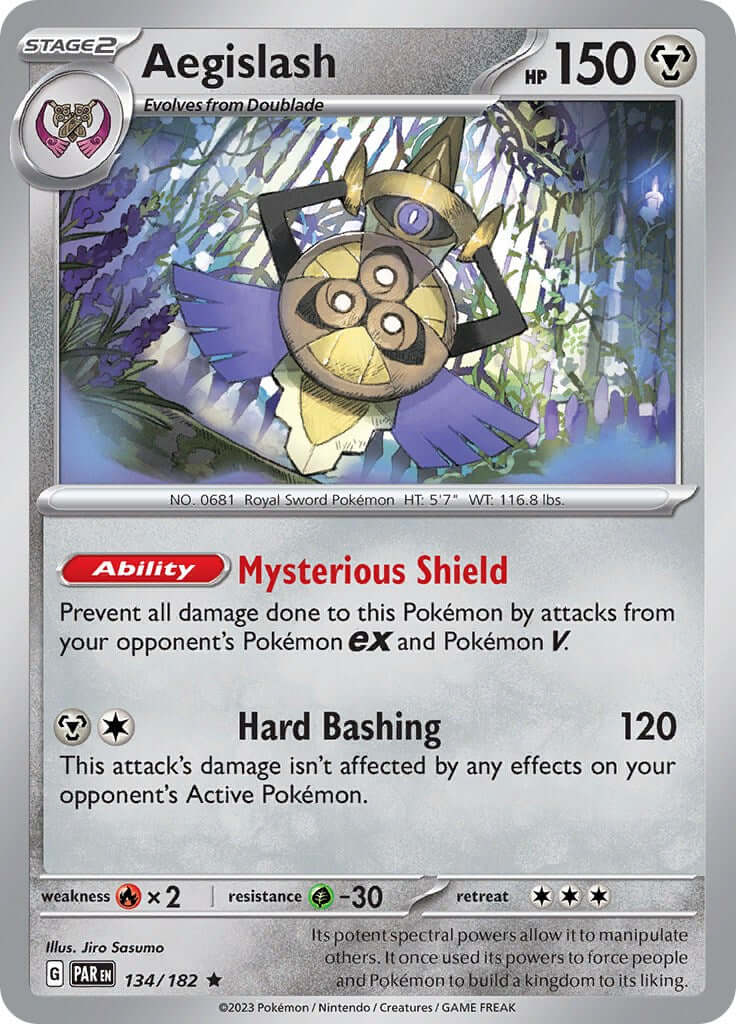 Aegislash - 134/182 [PAR - 134/182] Condition: Near Mint Collectible Trading Cards SV04: Paradox Rift Also available: Language: English Printing: Holofoil