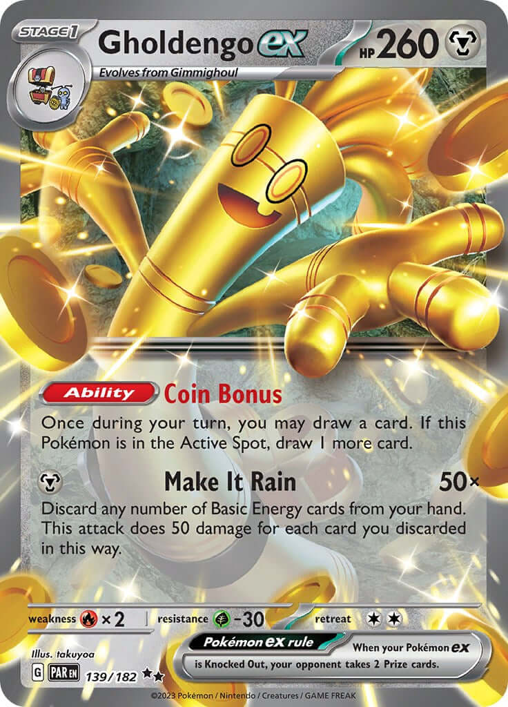 Gholdengo ex - 139/182 [PAR - 139/182] Condition: Near Mint Collectible Trading Cards SV04: Paradox Rift Also available: Language: English Printing: Holofoil
