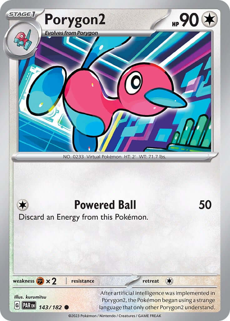 Porygon2 [PAR - 143/182] Condition: Near Mint Collectible Trading Cards SV04: Paradox Rift Also available: Language: English Printing: Reverse Holofoil