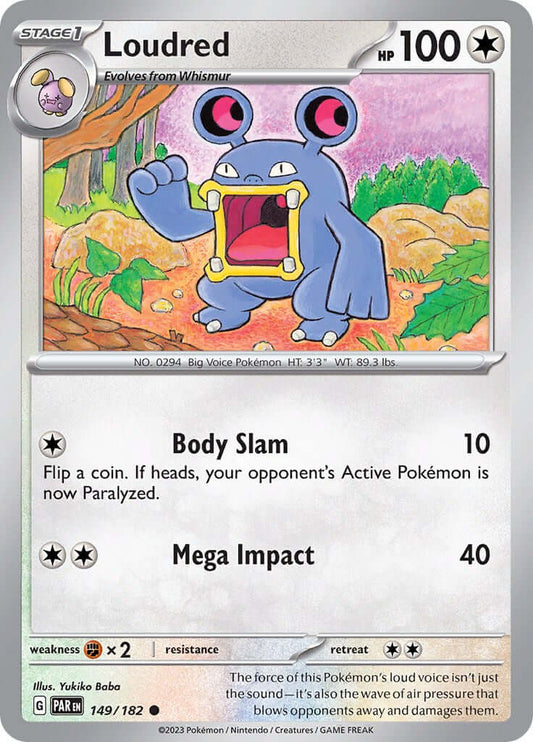 Loudred [PAR - 149/182] Condition: Near Mint Collectible Trading Cards SV04: Paradox Rift Also available: Language: English Printing: Reverse Holofoil
