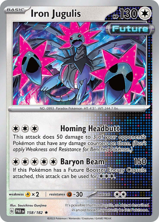 Iron Jugulis - 158/182 [PAR - 158/182] Condition: Near Mint Collectible Trading Cards SV04: Paradox Rift Also available: Language: English Printing: Holofoil