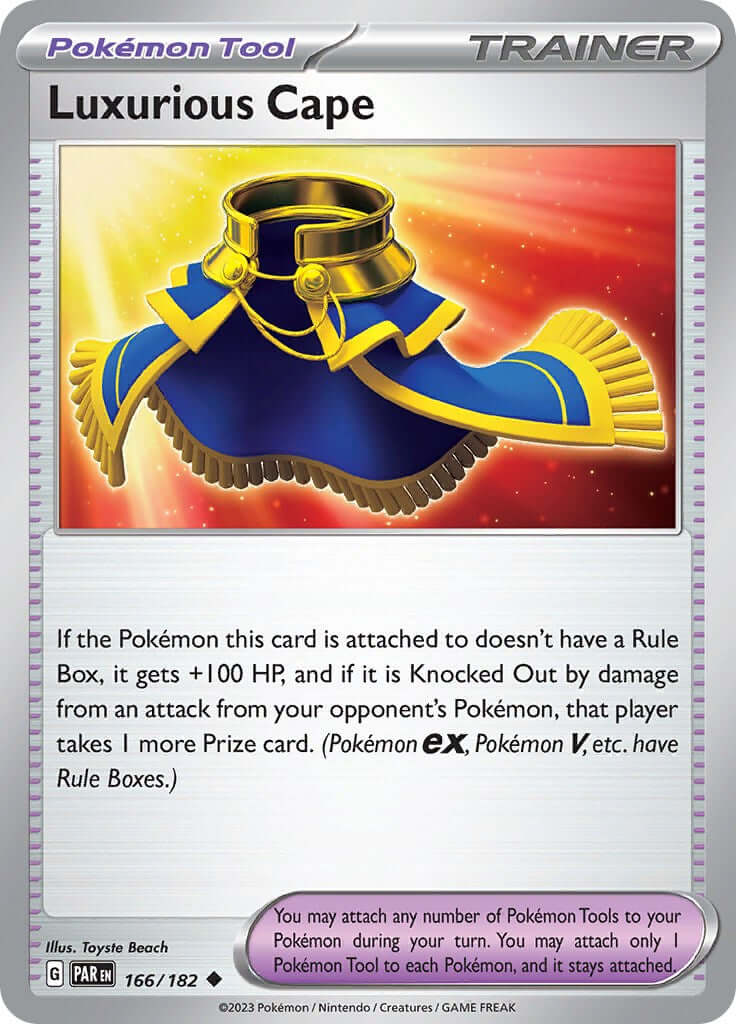 Luxurious Cape [PAR - 166/182] Condition: Near Mint Collectible Trading Cards SV04: Paradox Rift Also available: Language: English Printing: Reverse Holofoil