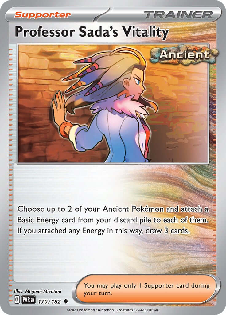 Professor Sada's Vitality [PAR - 170/182] Condition: Near Mint Collectible Trading Cards SV04: Paradox Rift Also available: Language: English Printing: Reverse Holofoil