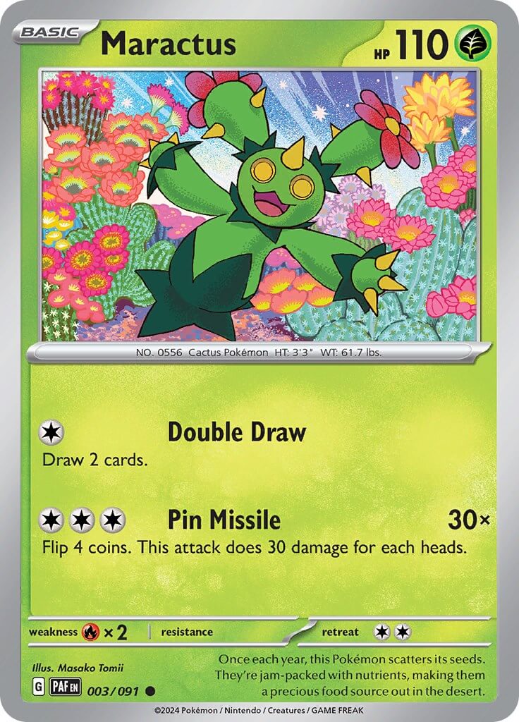 Maractus [PAF - 003/091] Condition: Near Mint Collectible Trading Cards SV: Paldean Fates Also available: Language: English Printing: Reverse Holofoil