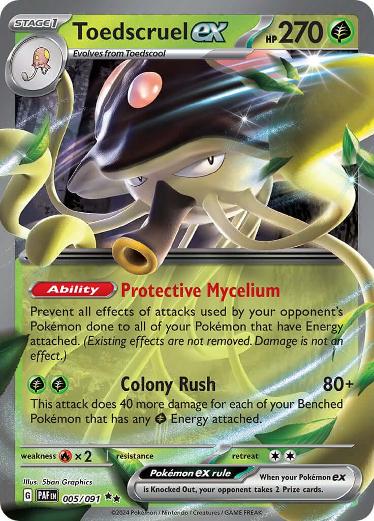 Toedscruel ex - 005/091 [PAF - 005/091] Condition: Near Mint Collectible Trading Cards SV: Paldean Fates Also available: Language: English Printing: Holofoil