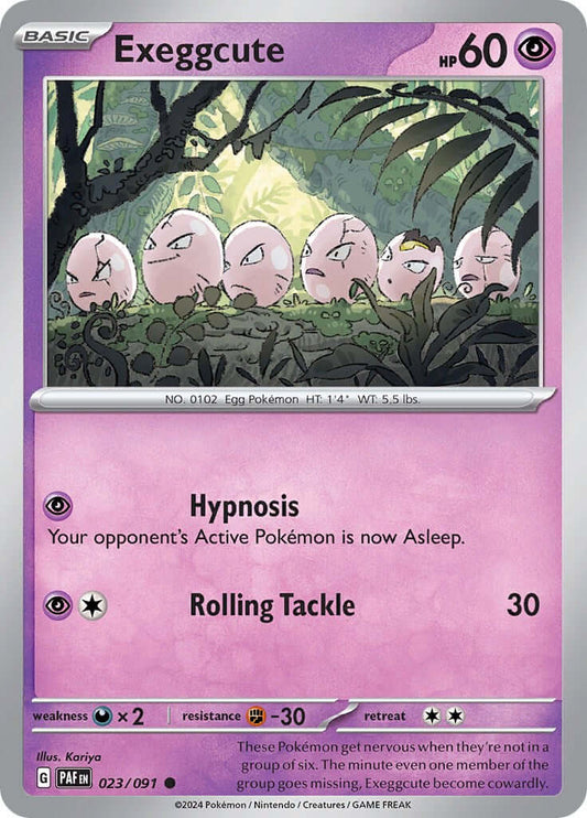 Exeggcute [PAF - 023/091] Condition: Near Mint Collectible Trading Cards SV: Paldean Fates Also available: Language: English Printing: Reverse Holofoil