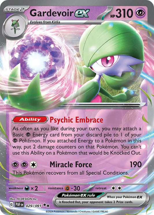 Gardevoir ex - 029/091 [PAF - 029/091] Condition: Near Mint Collectible Trading Cards SV: Paldean Fates Also available: Language: English Printing: Holofoil