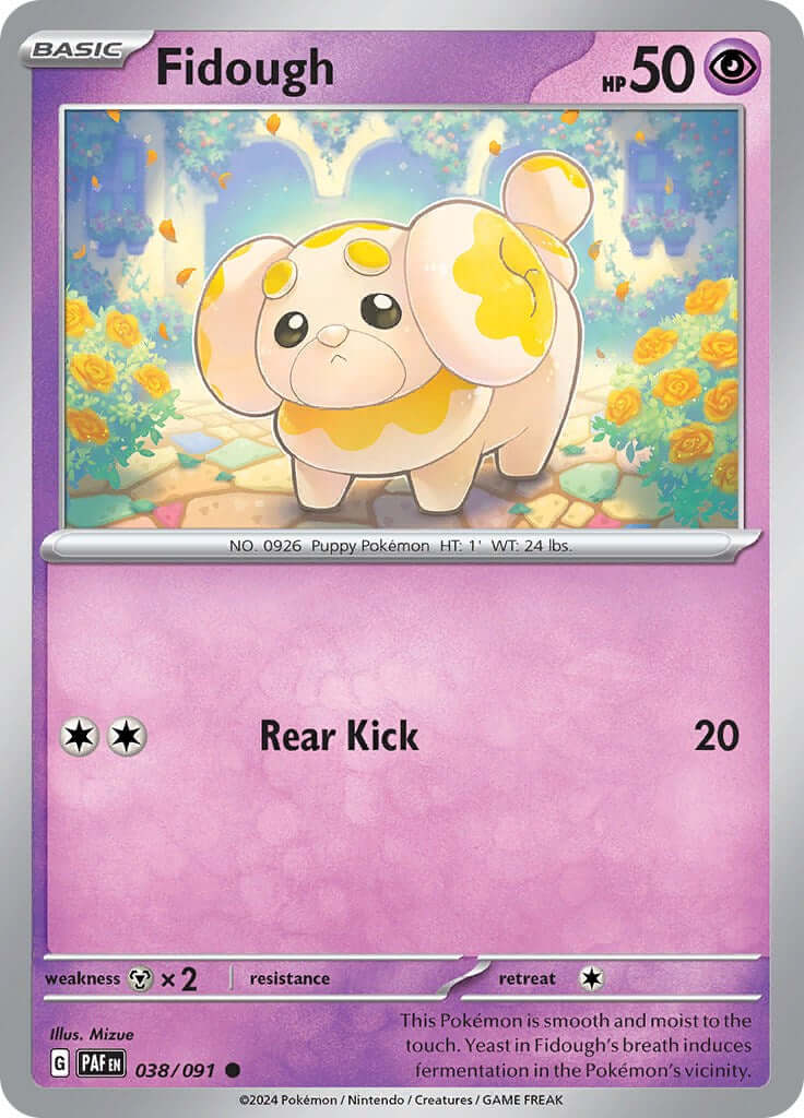 Fidough [PAF - 038/091] Condition: Near Mint Collectible Trading Cards SV: Paldean Fates Also available: Language: English Printing: Reverse Holofoil
