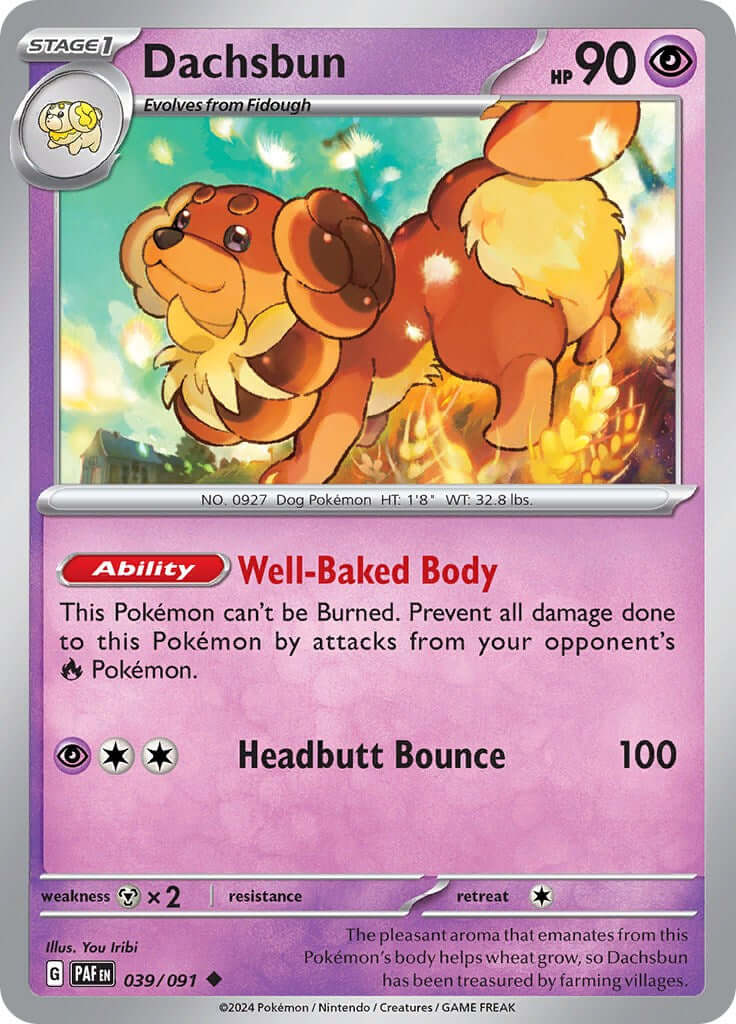 Dachsbun - 039/091 [PAF - 039/091] Condition: Near Mint Collectible Trading Cards SV: Paldean Fates Also available: Language: English Printing: Reverse Holofoil