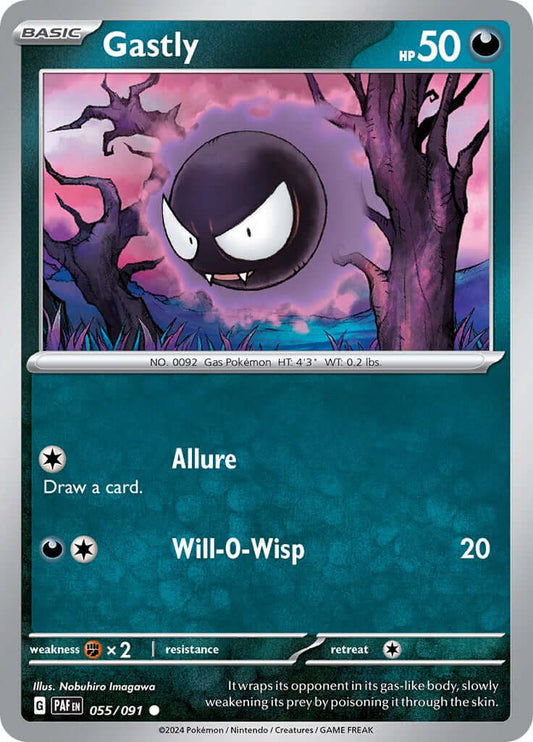 Gastly [PAF - 055/091] Condition: Near Mint Collectible Trading Cards SV: Paldean Fates Also available: Language: English Printing: Reverse Holofoil