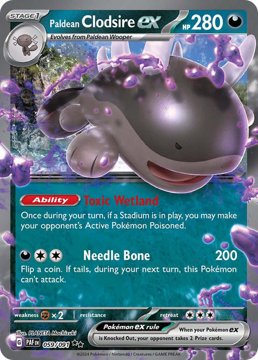 Paldean Clodsire ex - 059/091 [PAF - 059/091] Condition: Near Mint Collectible Trading Cards SV: Paldean Fates Also available: Language: English Printing: Holofoil