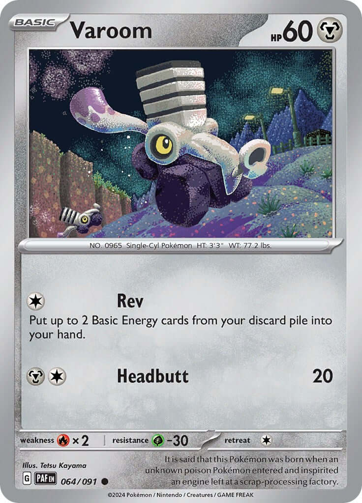 Varoom - 064/091 [PAF - 064/091] Condition: Near Mint Collectible Trading Cards SV: Paldean Fates Also available: Language: English Printing: Reverse Holofoil