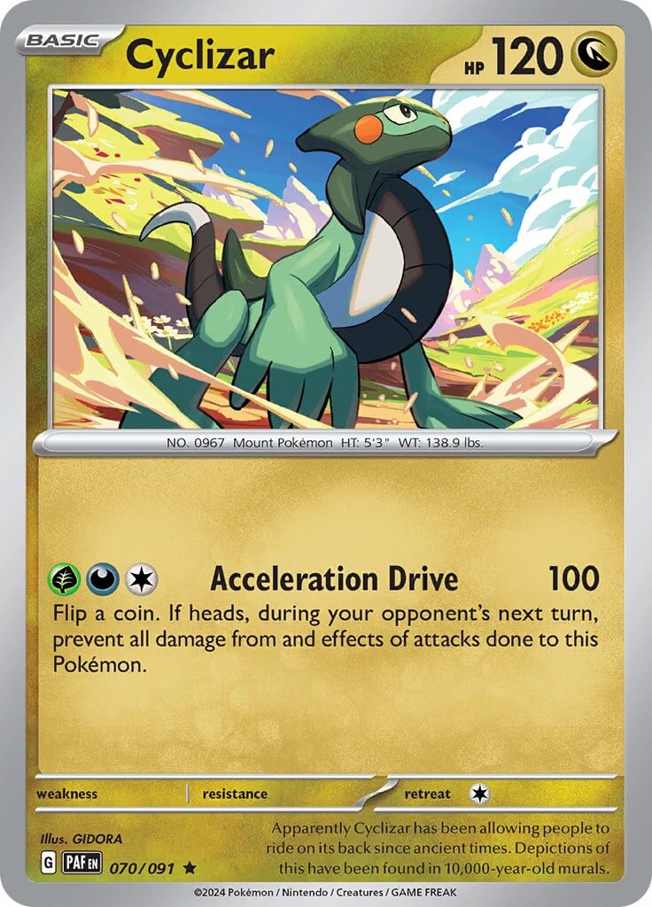 Cyclizar - 070/091 [PAF - 070/091] Condition: Near Mint Collectible Trading Cards SV: Paldean Fates Also available: Language: English Printing: Holofoil