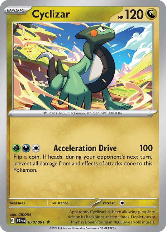 Cyclizar - 070/091 [PAF - 070/091] Condition: Near Mint Collectible Trading Cards SV: Paldean Fates Also available: Language: English Printing: Holofoil