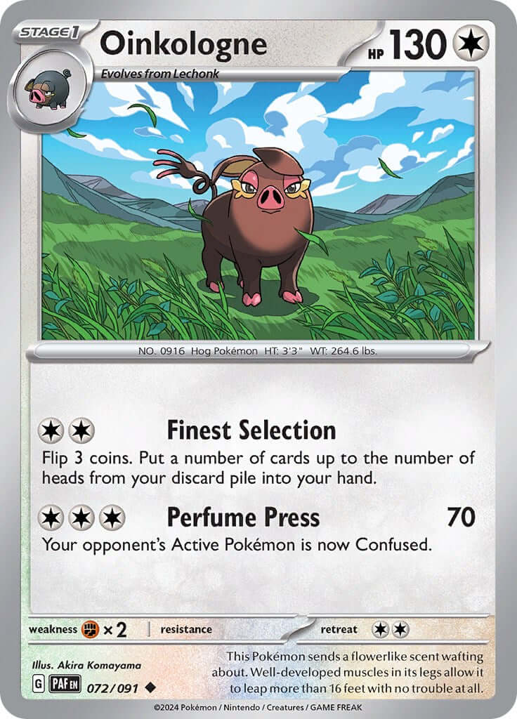 Oinkologne [PAF - 072/091] Condition: Near Mint Collectible Trading Cards SV: Paldean Fates Also available: Language: English Printing: Reverse Holofoil