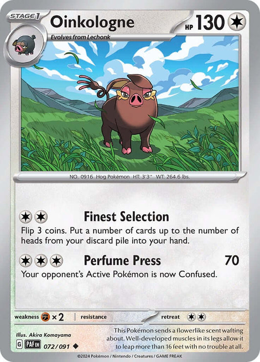 Oinkologne [PAF - 072/091] Condition: Near Mint Collectible Trading Cards SV: Paldean Fates Also available: Language: English Printing: Reverse Holofoil