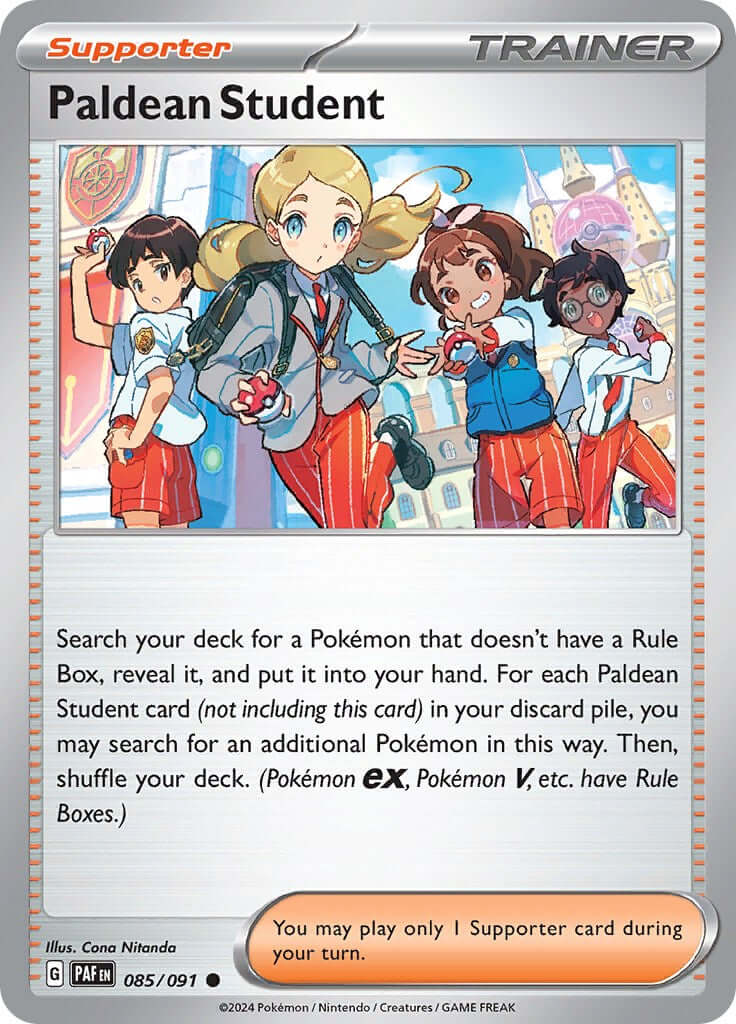 Paldean Student - 085/091 [PAF - 085/091] Condition: Near Mint Collectible Trading Cards SV: Paldean Fates Also available: Language: English Printing: Reverse Holofoil
