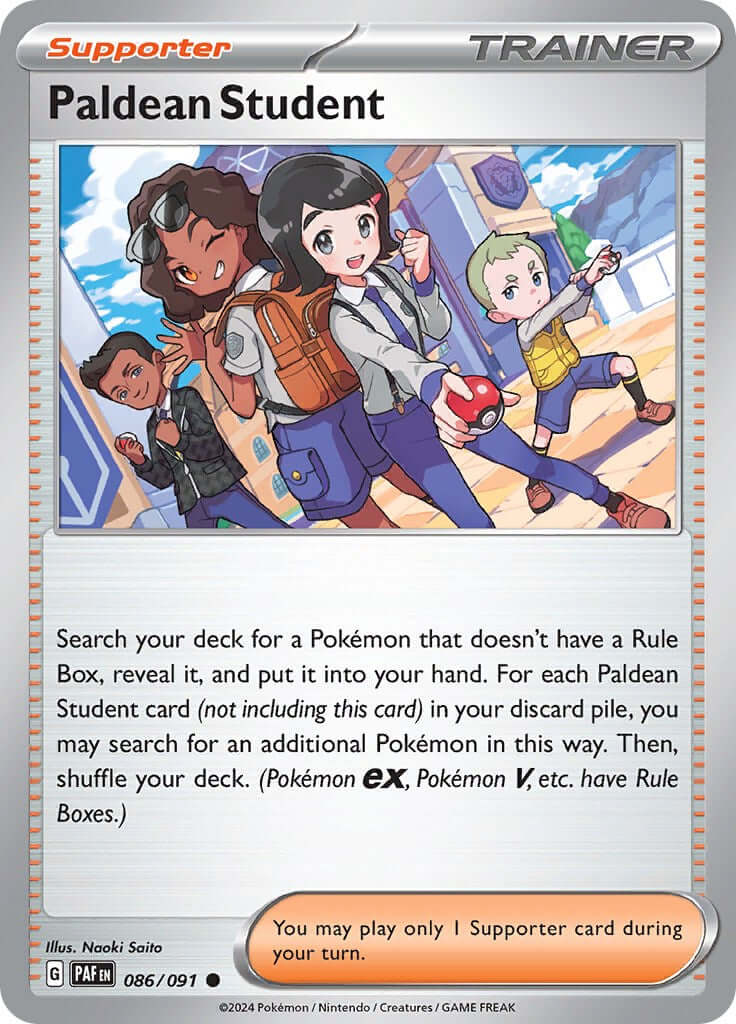 Paldean Student - 086/091 [PAF - 086/091] Condition: Near Mint Collectible Trading Cards SV: Paldean Fates Also available: Language: English Printing: Reverse Holofoil