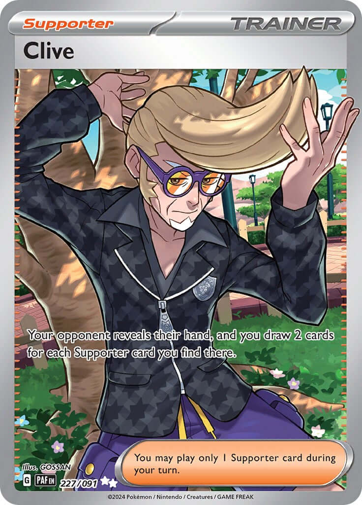 Clive - 227/091 [PAF - 227/091] Condition: Near Mint Collectible Trading Cards SV: Paldean Fates Also available: Language: English Printing: Holofoil