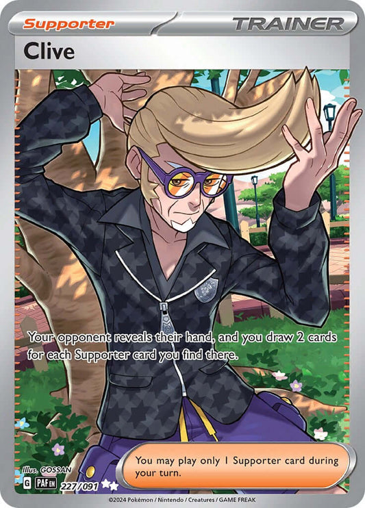 Clive - 227/091 [PAF - 227/091] Condition: Near Mint Collectible Trading Cards SV: Paldean Fates Also available: Language: English Printing: Holofoil