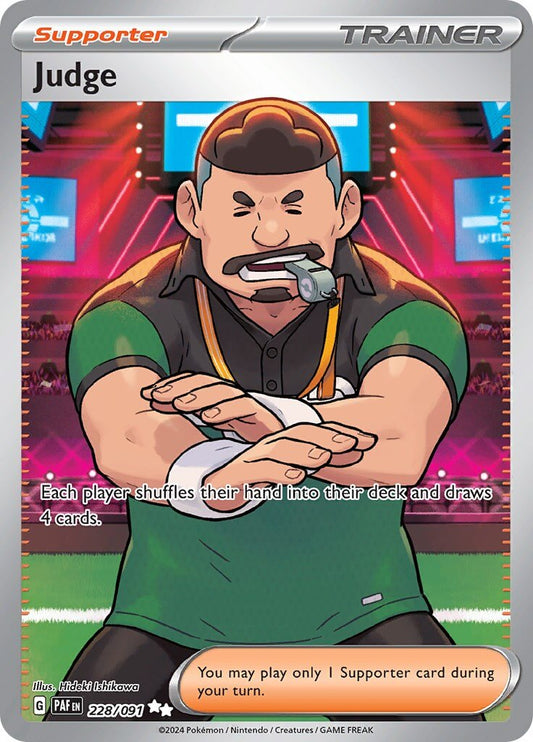 Judge [PAF - 228/091] Condition: Near Mint Collectible Trading Cards SV: Paldean Fates Also available: Language: English Printing: Holofoil