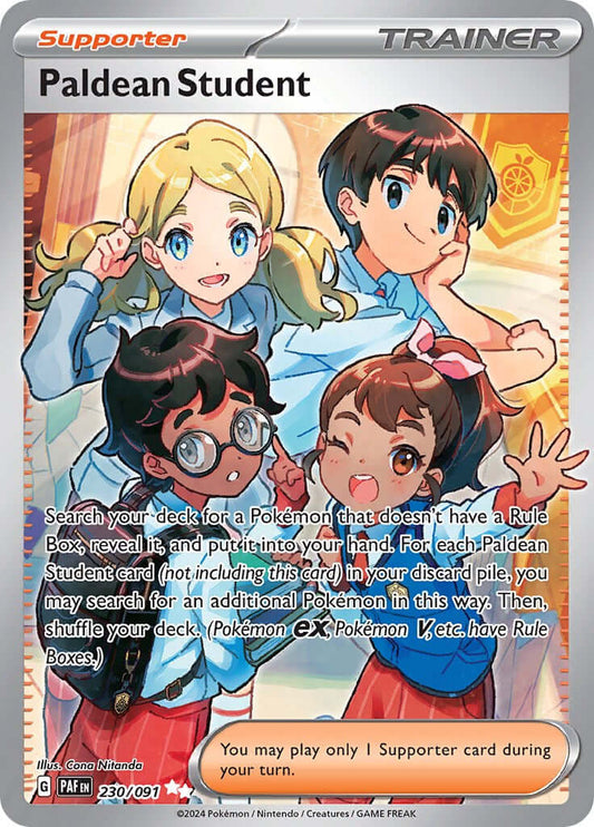 Paldean Student - 230/091 [PAF - 230/091] Condition: Near Mint Collectible Trading Cards SV: Paldean Fates Also available: Language: English Printing: Holofoil