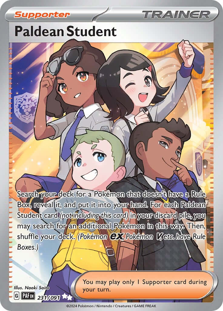 Paldean Student - 231/091 [PAF - 231/091] Condition: Near Mint Collectible Trading Cards SV: Paldean Fates Also available: Language: English Printing: Holofoil