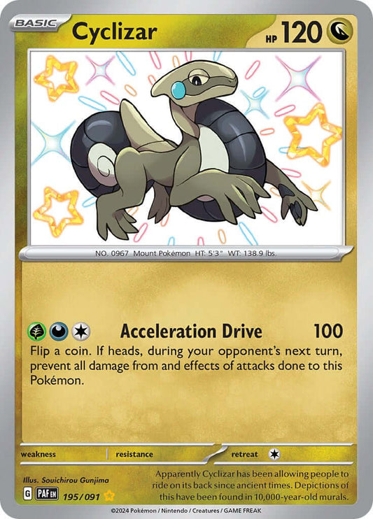 Cyclizar - 195/091 [PAF - 195/091] Condition: Near Mint Collectible Trading Cards SV: Paldean Fates Also available: Language: English Printing: Holofoil