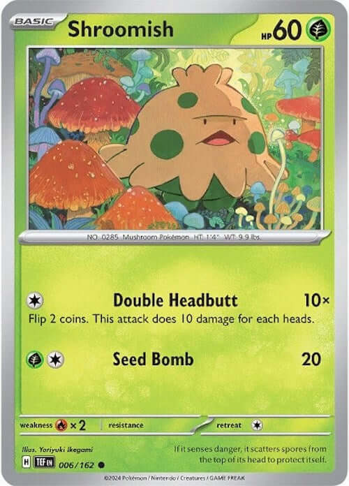 Shroomish [TEF - 006/162] Condition: Near Mint Collectible Trading Cards SV05: Temporal Forces Also available: Language: English Printing: Reverse Holofoil