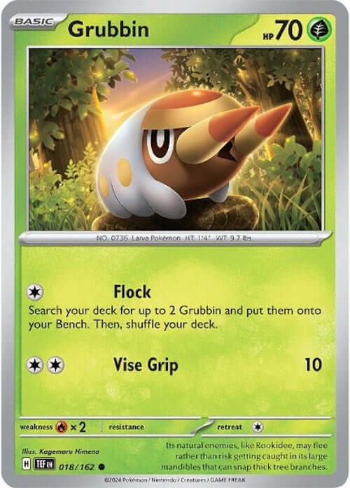 Grubbin [TEF - 018/162] Condition: Near Mint Collectible Trading Cards SV05: Temporal Forces Also available: Language: English Printing: Reverse Holofoil