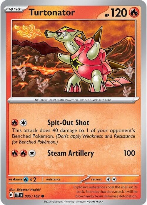Turtonator [TEF - 035/162] Condition: Near Mint Collectible Trading Cards SV05: Temporal Forces Also available: Language: English Printing: Reverse Holofoil